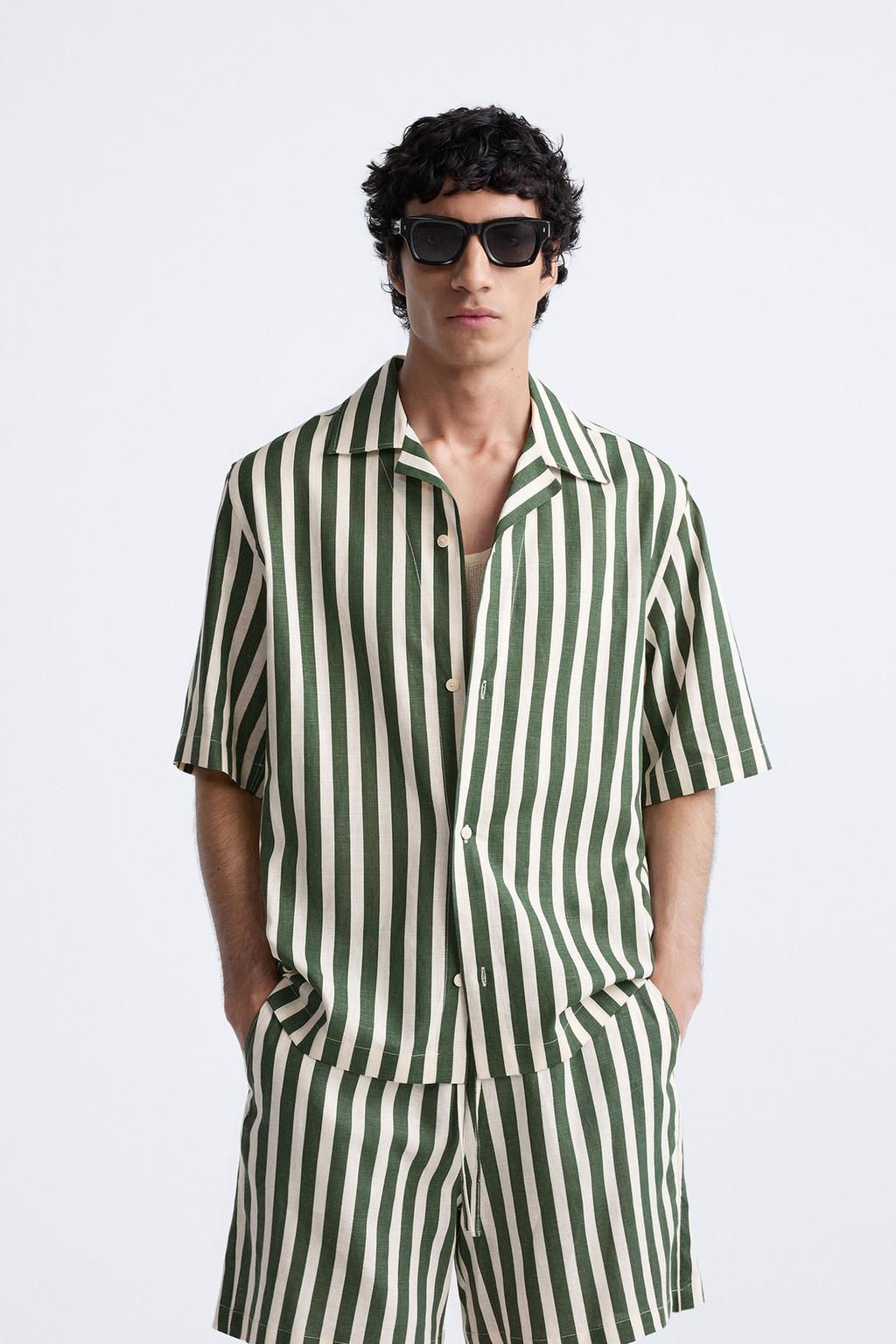 STRIPED VISCOSE/LINEN BLEND SHIRT - Zara фото 2