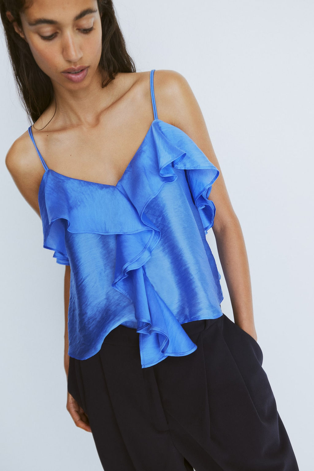 Top de volantes con tirantes espagueti - H&m фото 2