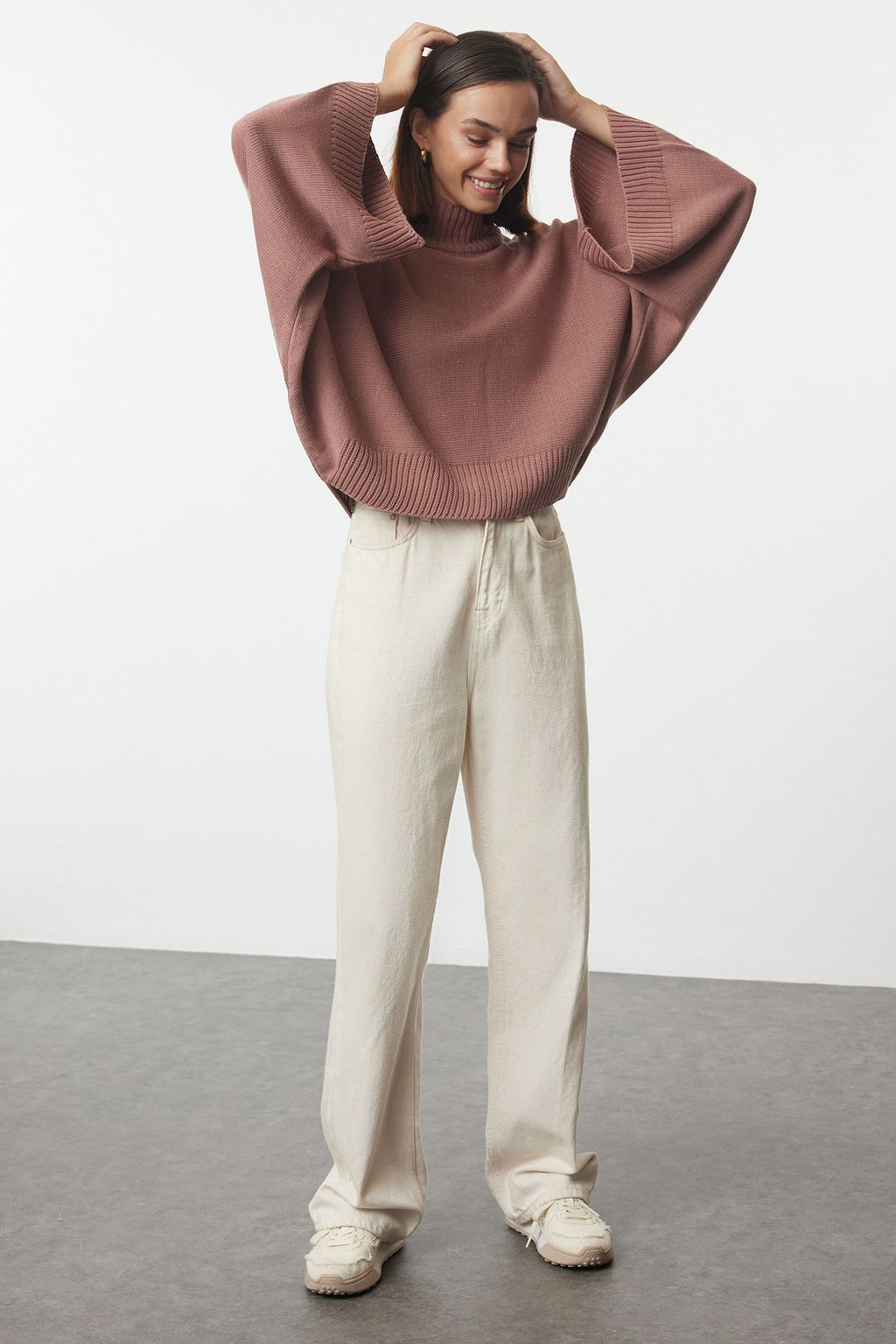 Siyah Genis Kal?p Ispanyol Kol Triko Kazak TWOAW23KZ01838 - Trendyolmilla фото 7