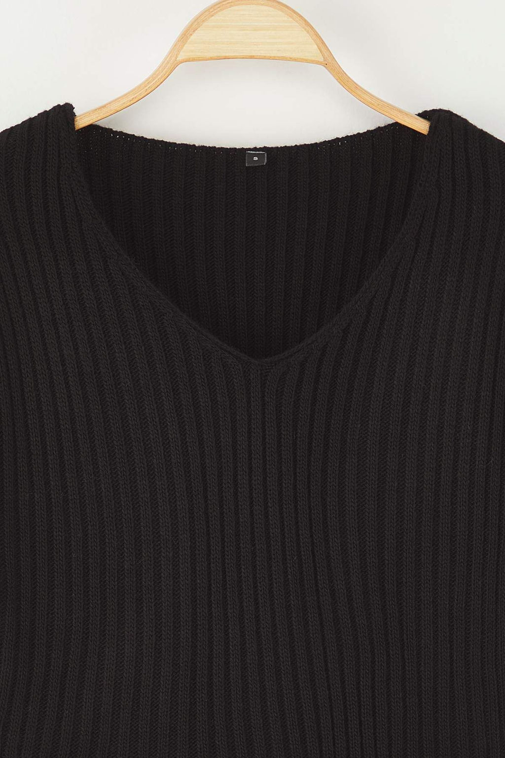 Siyah Crop Basic V Yaka Triko Kazak TWOAW24KZ01214
