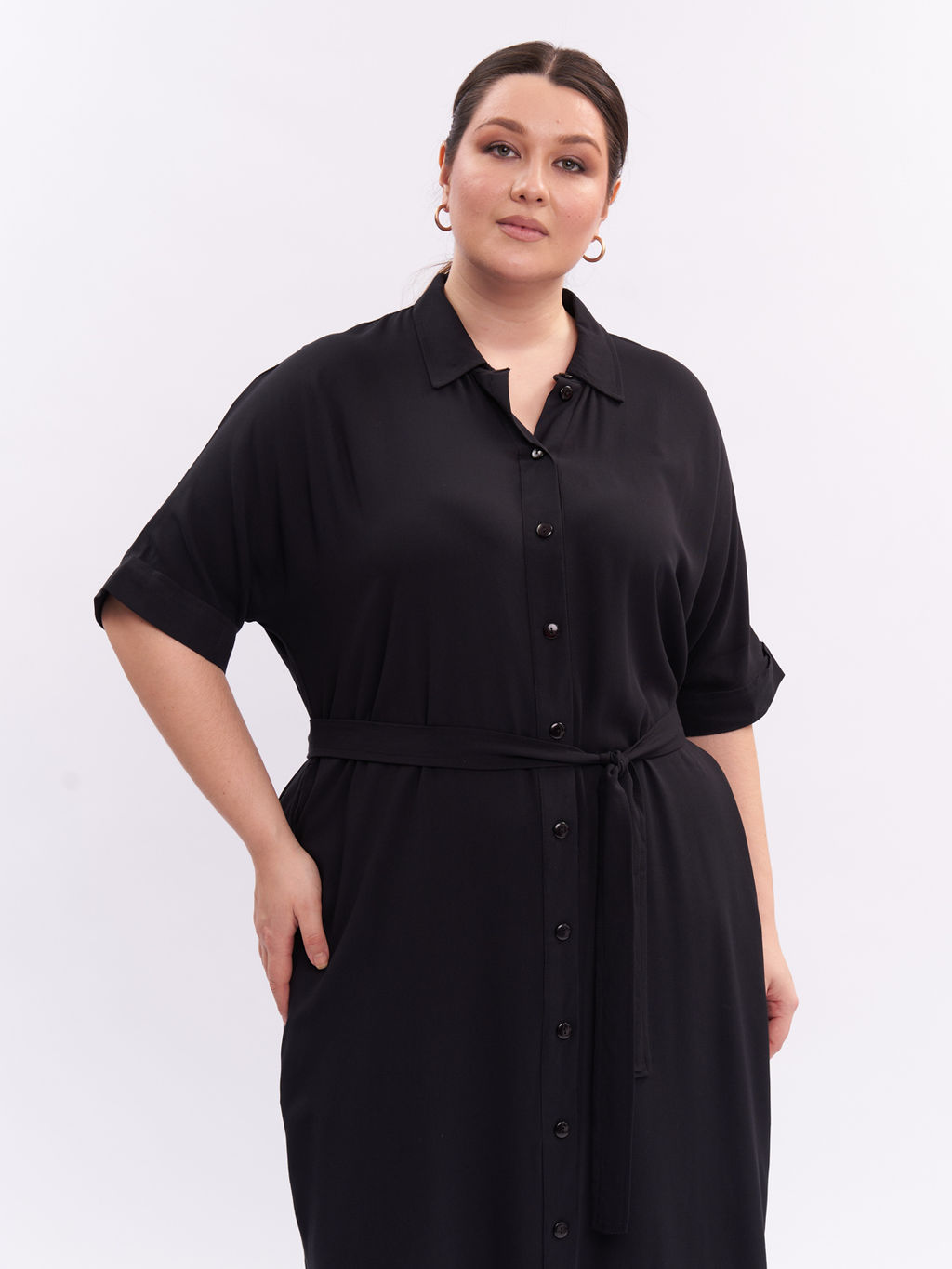 Платье-рубашка PP46048BLK01
