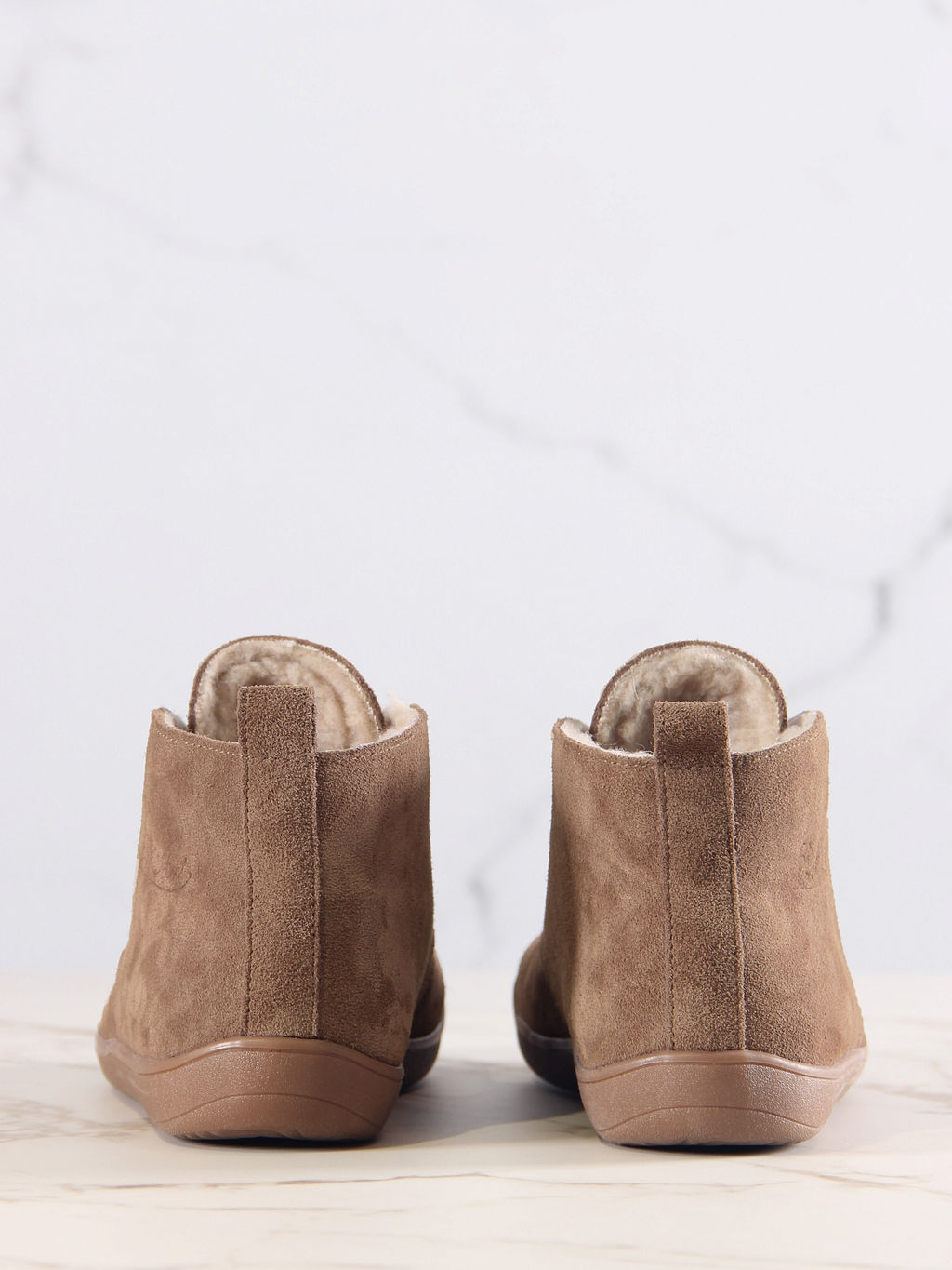 Босоногие ботинки 208.NATAbr.Серо-коричневая замша/Шерсть