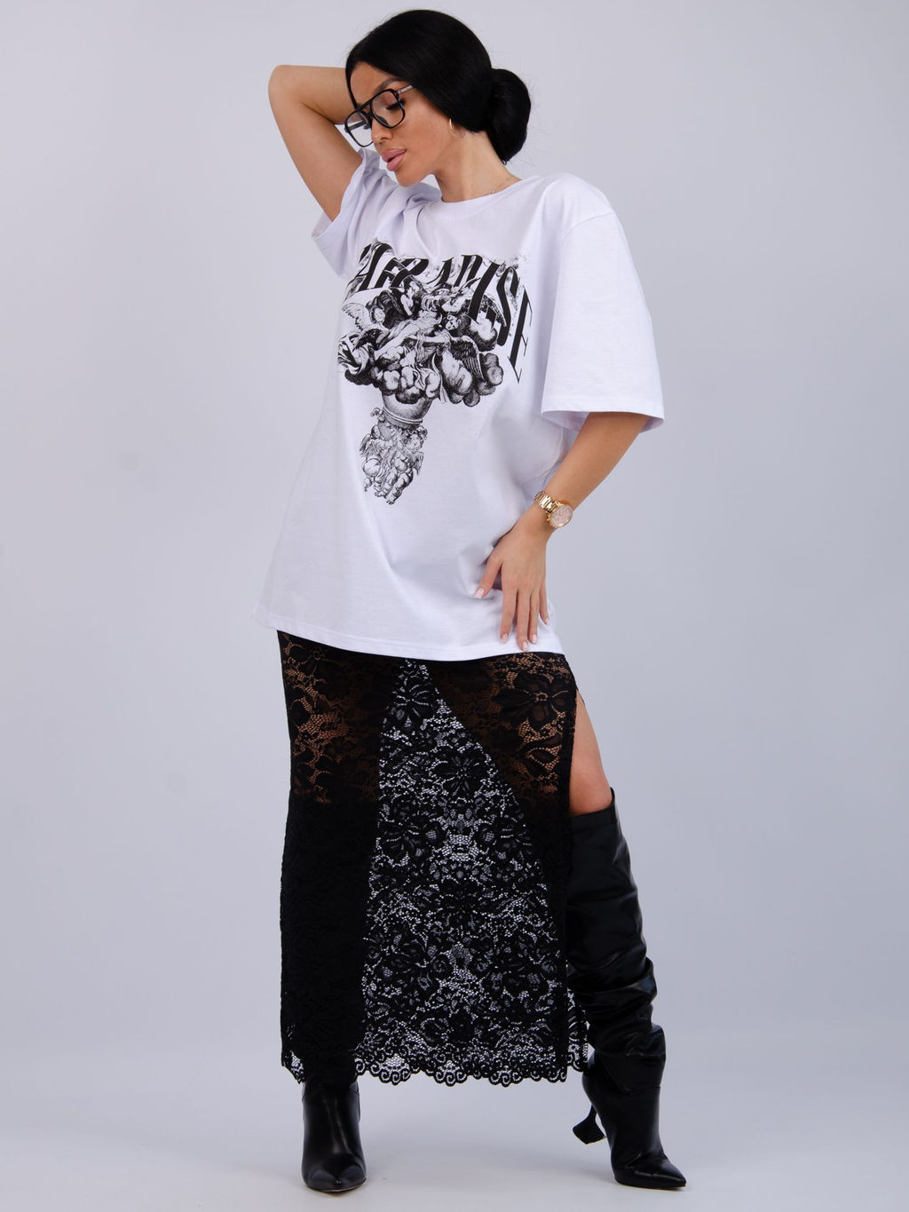 Костюм Монохром 2 чёрный, трикотаж - Малина фото 56