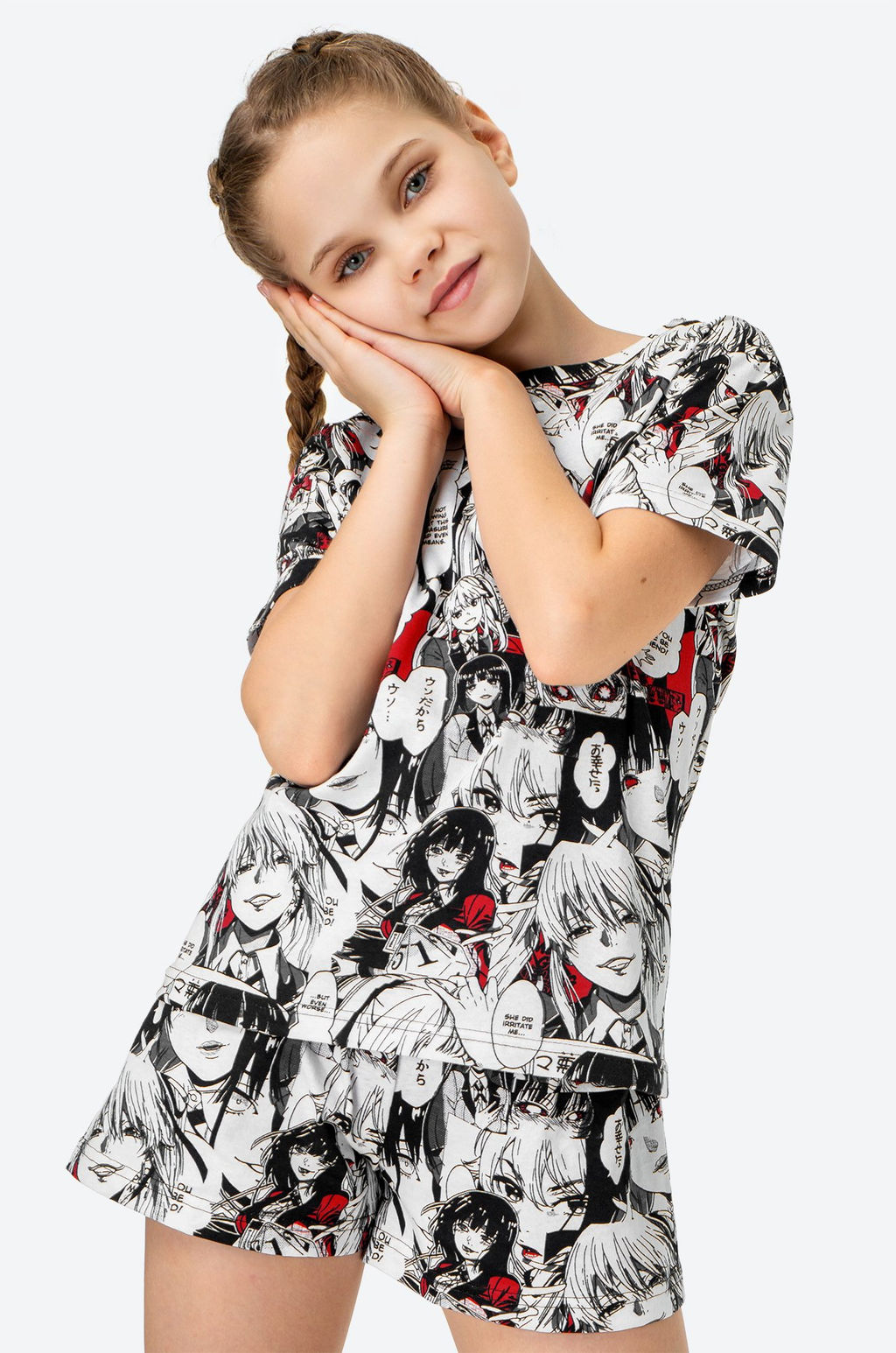 Хлопковая пижама для девочки с шортами Happyfox