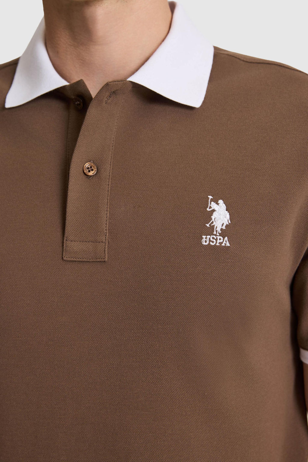 Erkek Kahverengi Regular Fit Polo Yaka Basic Ti__rt