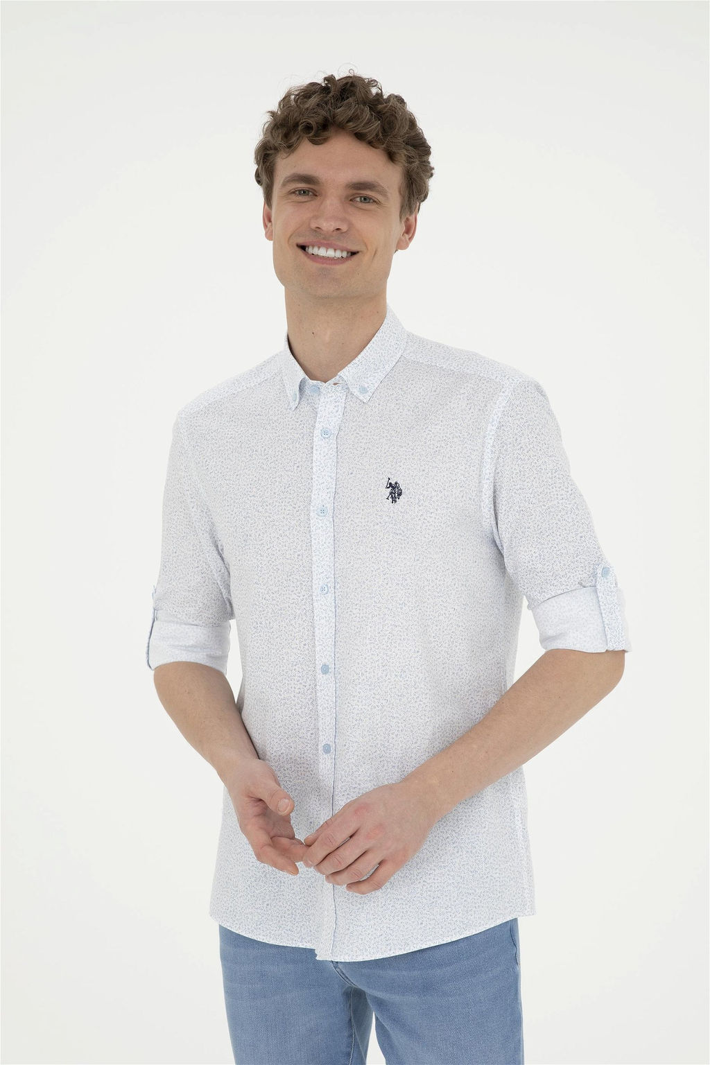 Мужская синяя рубашка с длинным рукавом Неожиданная скидка в корзине