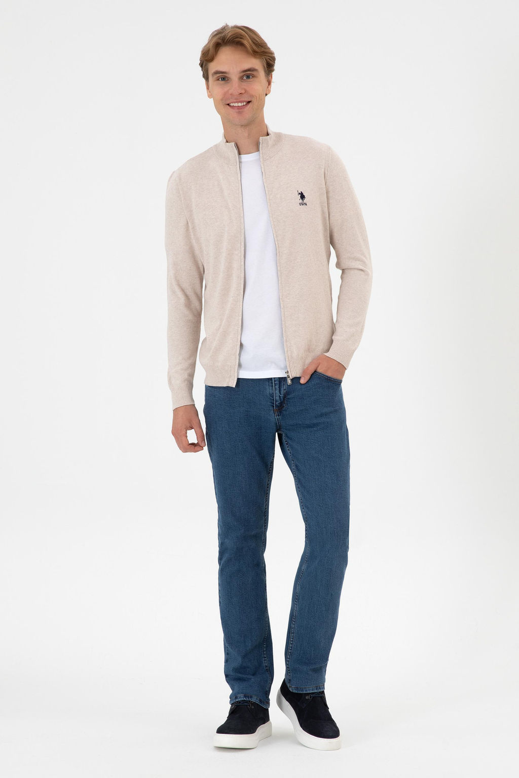 Erkek Slim Fit Ta_ Melanj Triko H_rka - U.s. polo assn фото 11