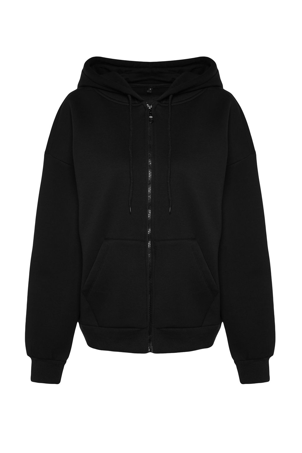 Siyah Oversize/Rahat Kesim Basic Kapusonlu Kal?n Ici Polarl? Orme Sweatshirt TWOAW24SW00188