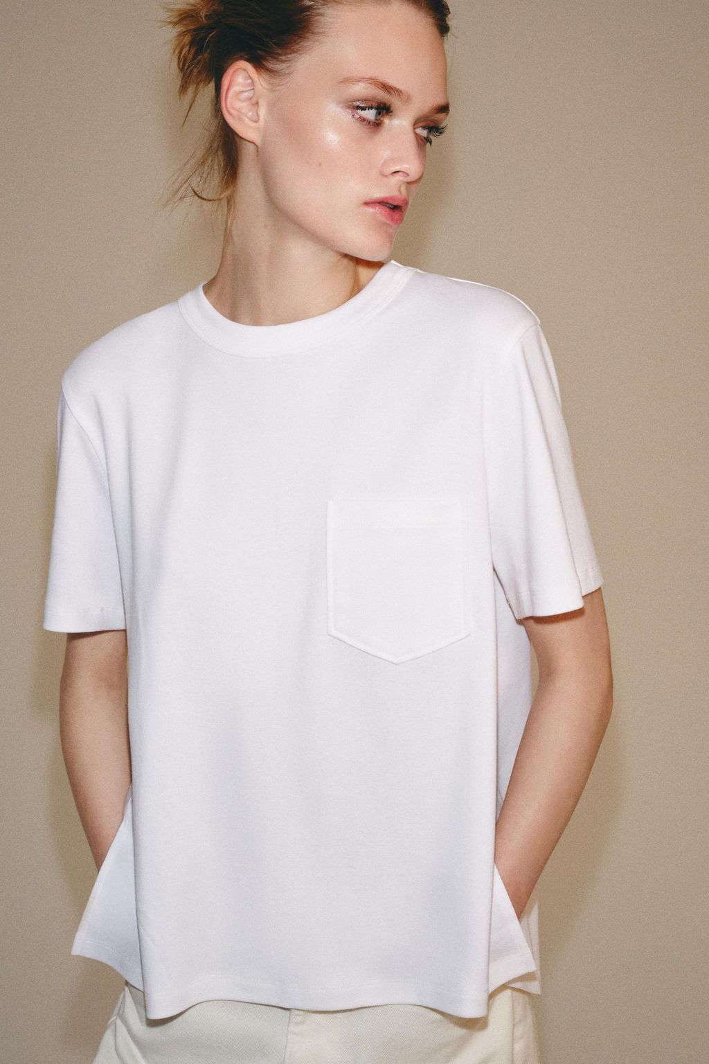 CAMISETA INTERLOCK BOLSILLO / Blanco - Zara фото 2