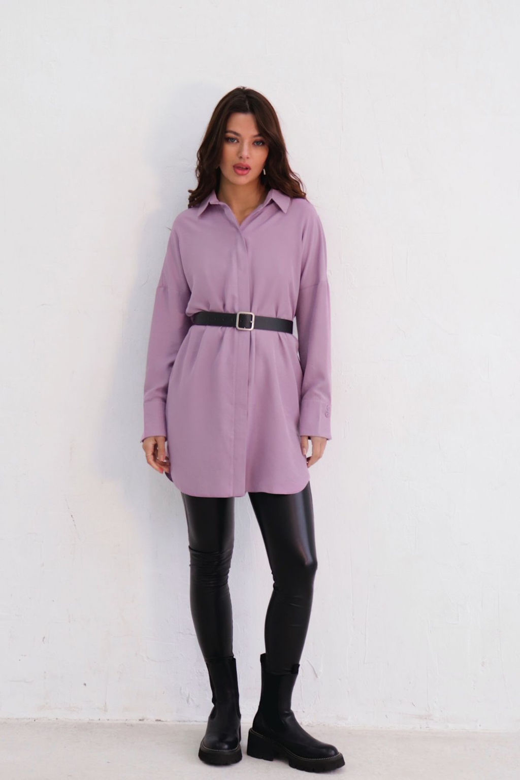 Базовая удлинённая рубашка свободного силуэта - Martichelli фото 106