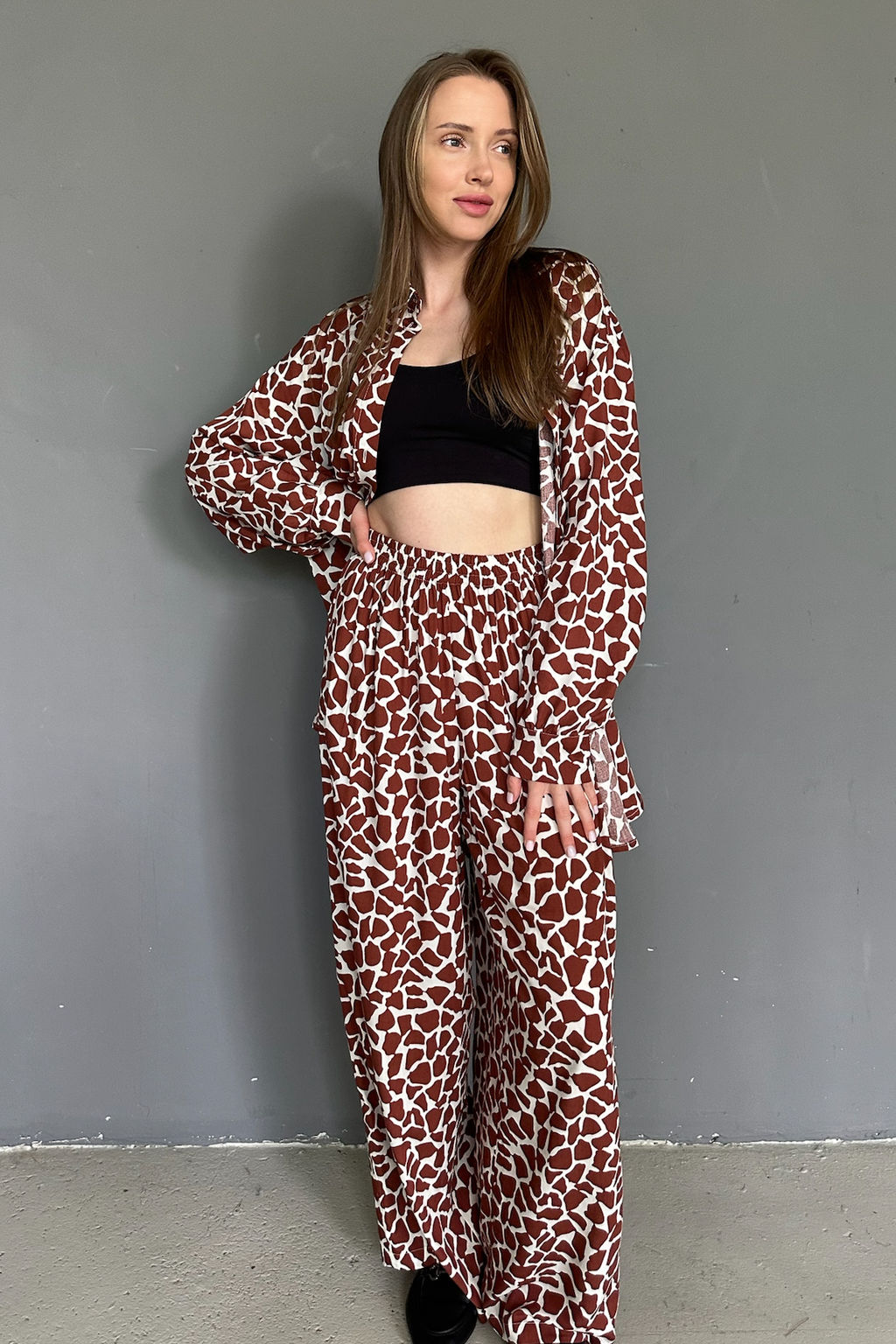 Костюм женский SET065/11/Белый, коричневый - M&G all natural фото 2