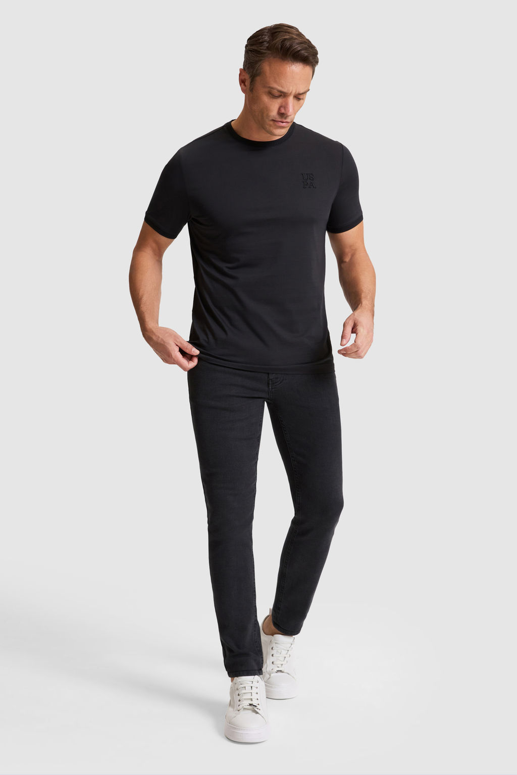 Erkek Siyah Regular Fit Bisiklet Yaka Ti__rt - U.s. polo assn фото 4