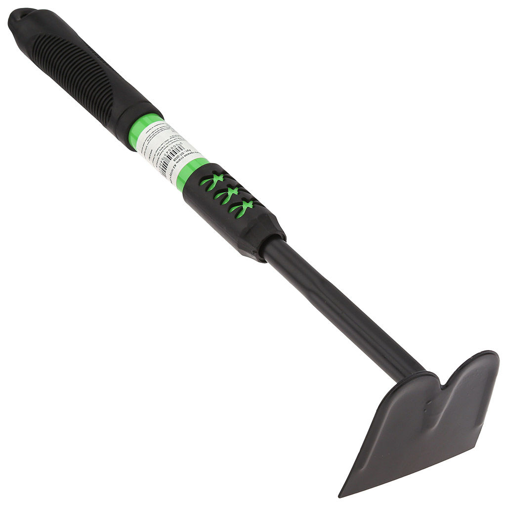 Чибис Мотыга прямая, 40,5х10х8см, сталь А3, окрашенная, цвет - черный матовый, цветная металлическая, прорезиненная ручка, с отверстием для подвешивания, цвет - зеленый (Китай)