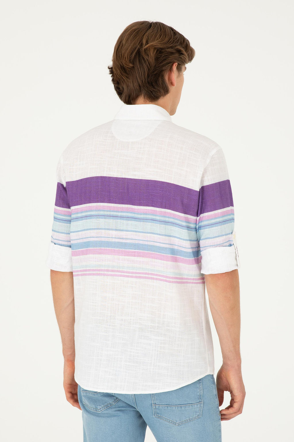 Мужская фиолетовая рубашка с длинным рукавом Неожиданная скидка в корзине - U.s. polo assn фото 5