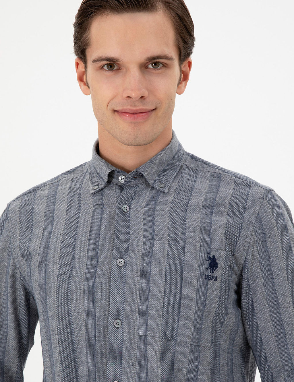 Мужская темно-синяя рубашка с длинным рукавом - U.s. polo assn фото 2