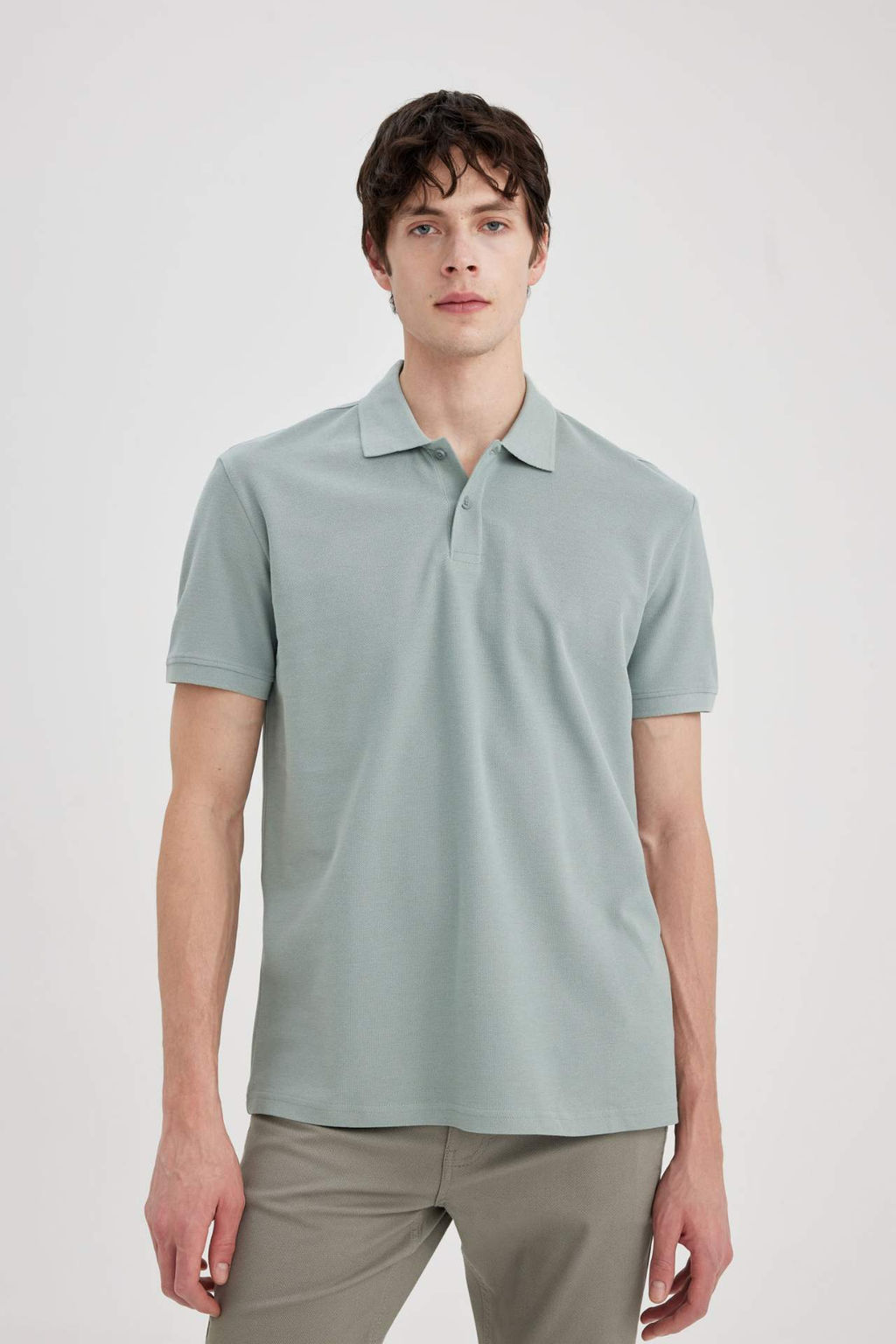 New Regular Fit K?sa Kollu Basic Duz Polo Tisort - Defacto фото 9