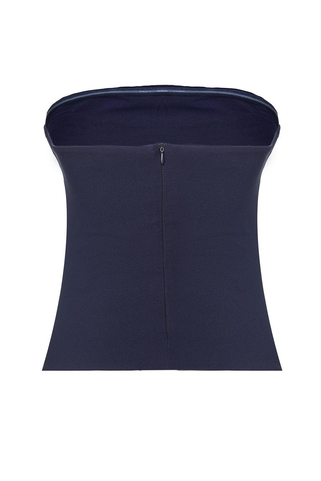 Koyu Lacivert Straplez Fitted Drapeli Dokuma Dokuma Bluz TWOSS24BZ00348