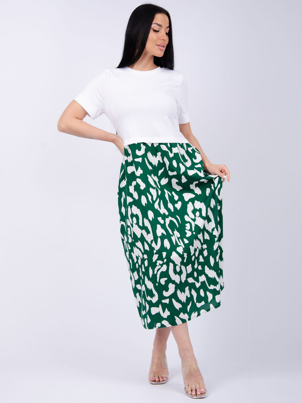 Платье Виттория, вискоза/кулирка До 60 размера - Малина фото 20