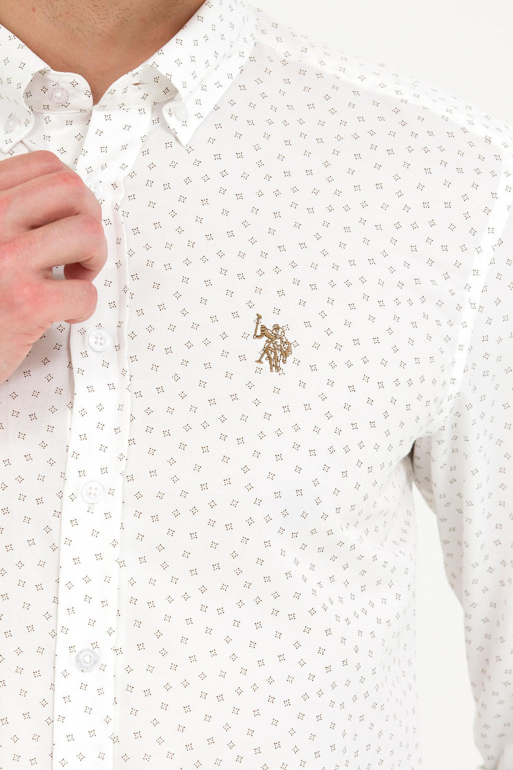 U. S. Polo Assn / Мужская бежевая рубашка с длинным рукавом - U.s. polo assn фото 7
