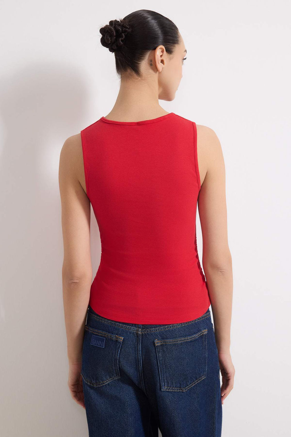 K?rm?z? Fitted/Vucuda Oturan Kolsuz Dugmeli Crop Fitilli Esnek Orme Bluz TWOSS26BZ00330 - Trendyolmilla фото 4