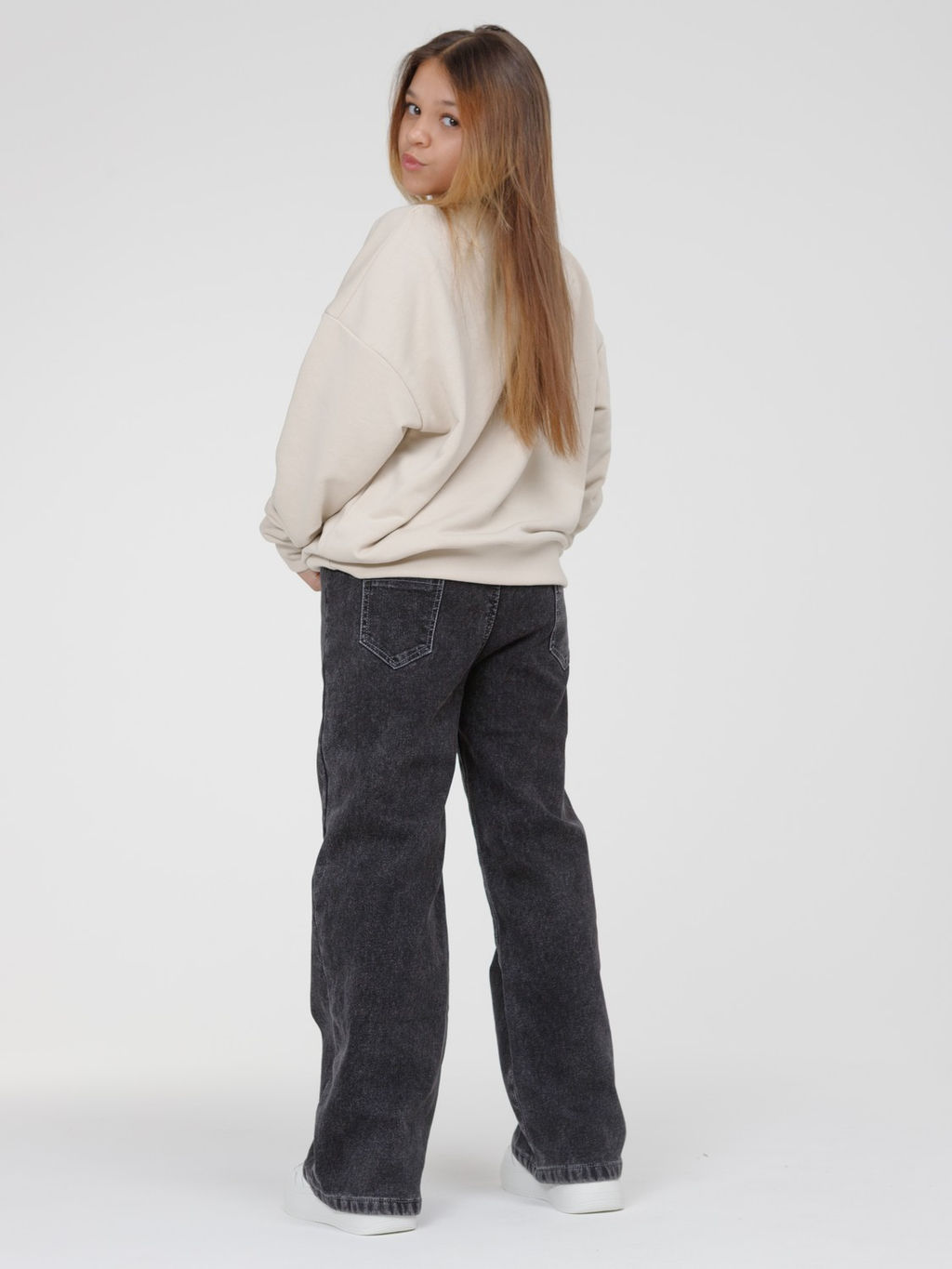 Джинсы-трубы утеплённые для девочек - Синий мир фото 9