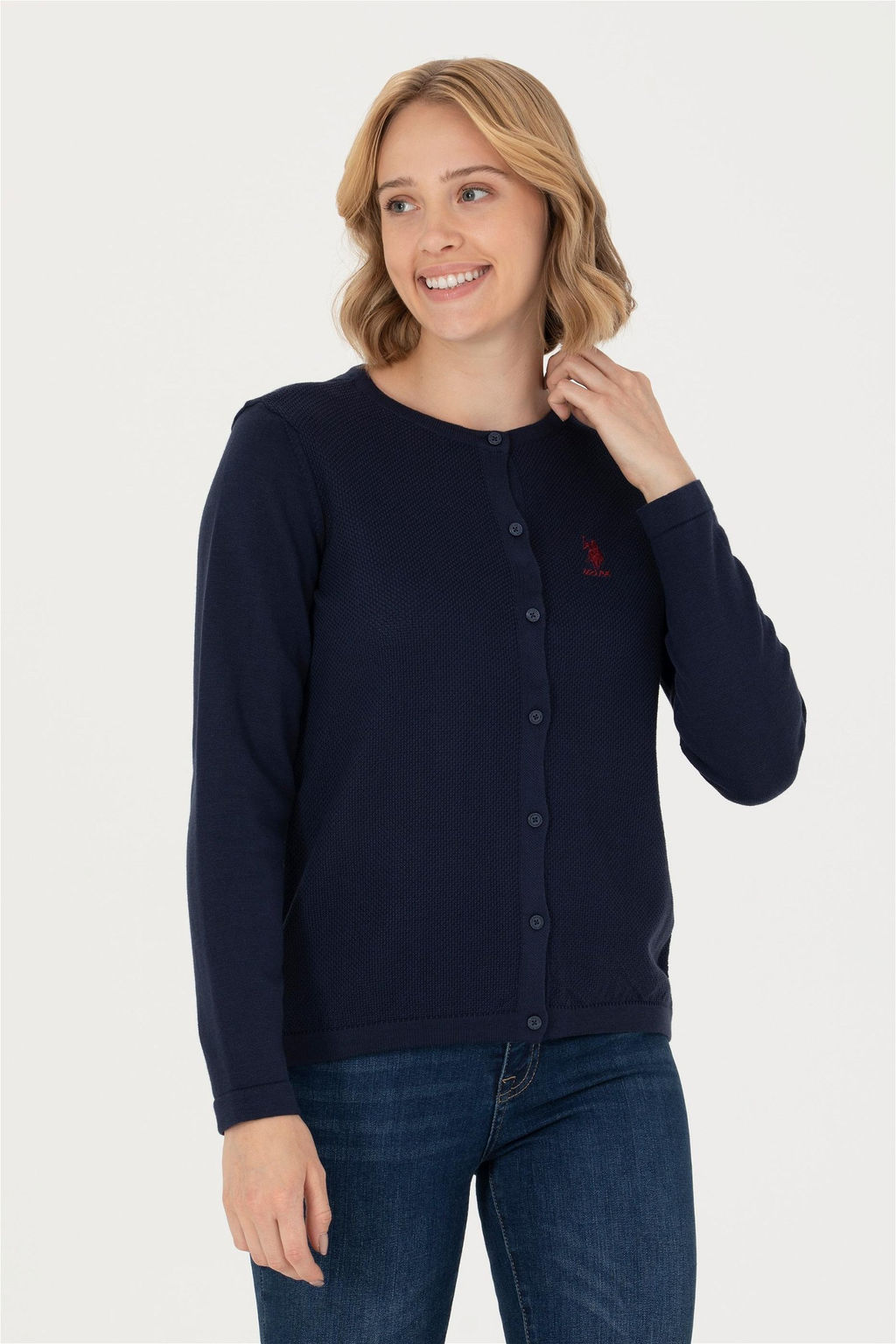 U. S. Polo Assn Женский темно-синий базовый трикотажный кардиган - U.s. polo assn фото 3