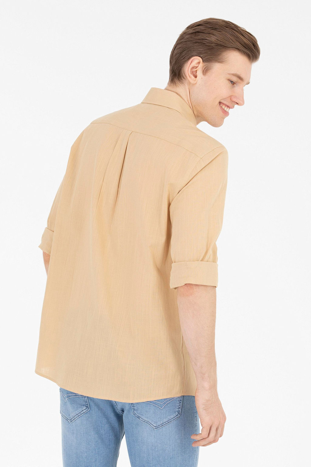 U. S. Polo Assn Мужская рубашка светло-коричневого цвета с длинным рукавом - U.s. polo assn фото 5