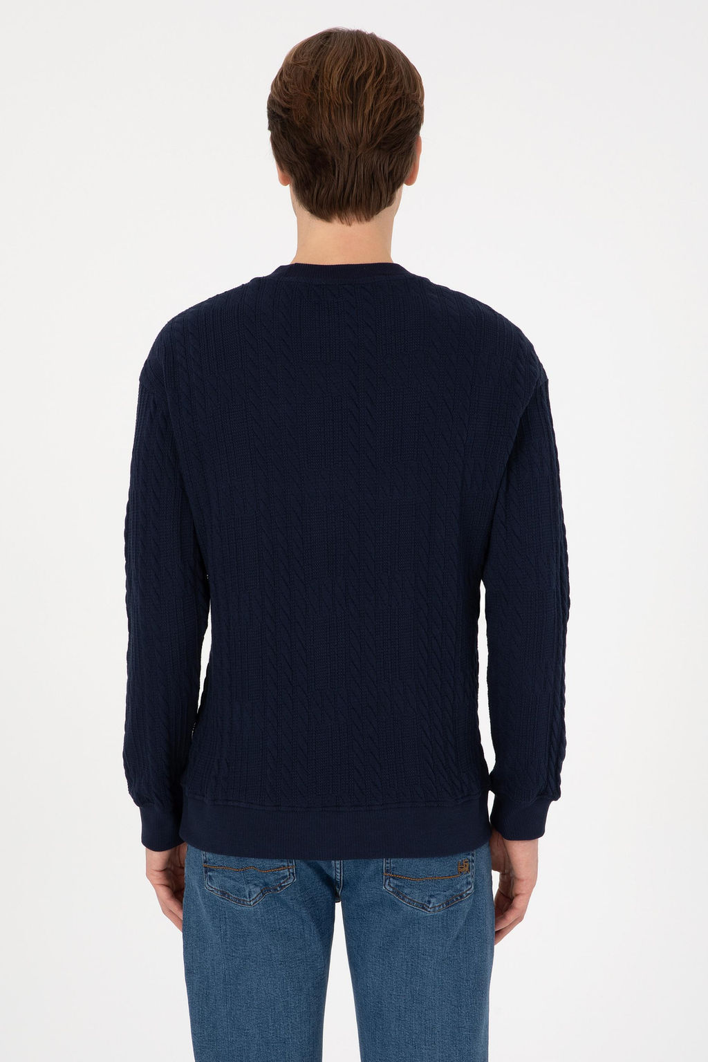 Erkek Comfort Fit Bisiklet Yaka Lacivert Sweatshirt