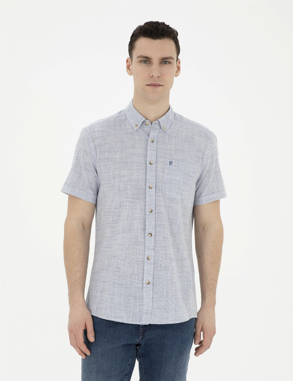 Lacivert Regular Fit K_sa Kollu G_mlek