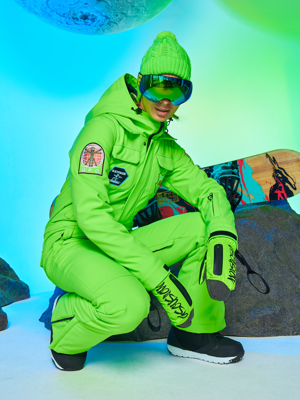 Женский сноубордический горнолыжный комбинезон Alpha Endless Aeternitas 223/2305 FAG - Салатовый  фото 28