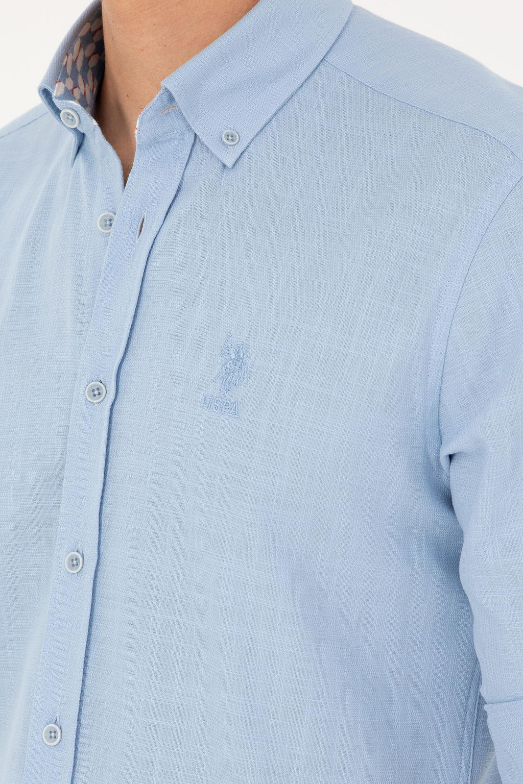 Мужская голубая рубашка с длинным рукавом - U.s. polo assn фото 7