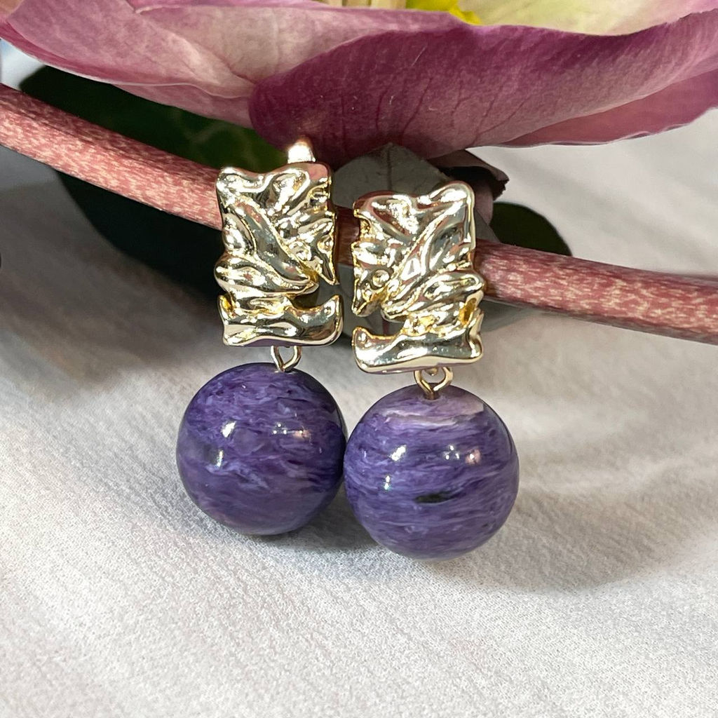 Серьги крупные из Чароита