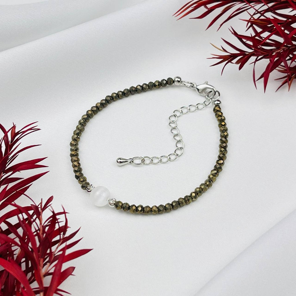 Браслет из Пирита с Селенитом - Радуга самоцветов фото 2