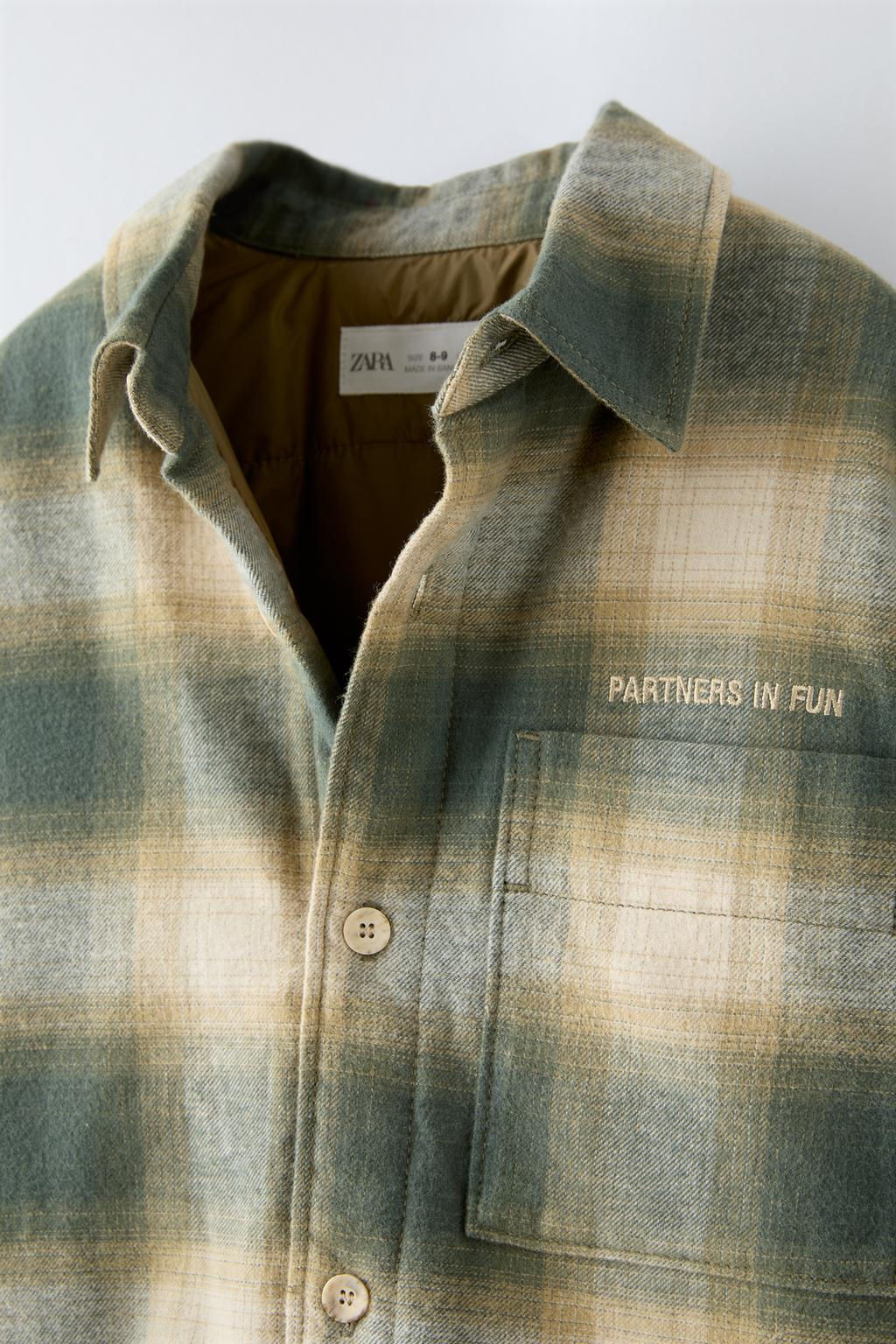 QUILTED CHECKED OVERSHIRT - Zara фото 4