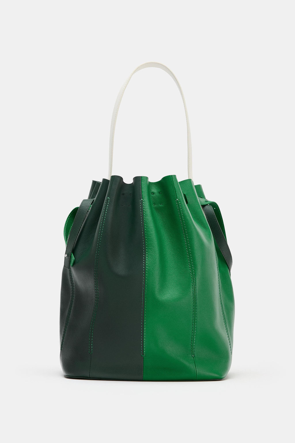 MAXI BOLSO PIEL COMBINADO / Verde - Zara фото 3