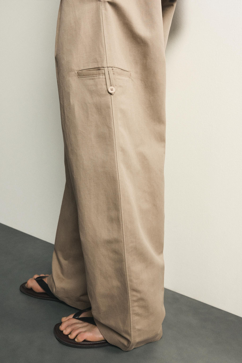 PANTAL?N RELAXED FIT PLIEGUES / Beige - Zara фото 5