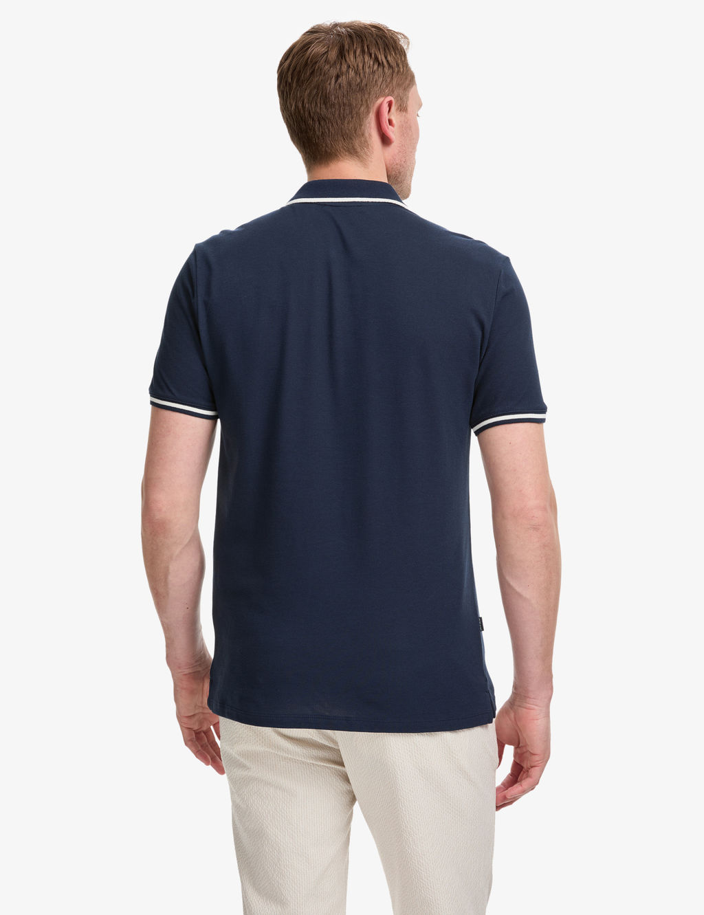 Lacivert Slim Fit %100 Pamuk Fermuarl_ Polo Yaka Ti__rt