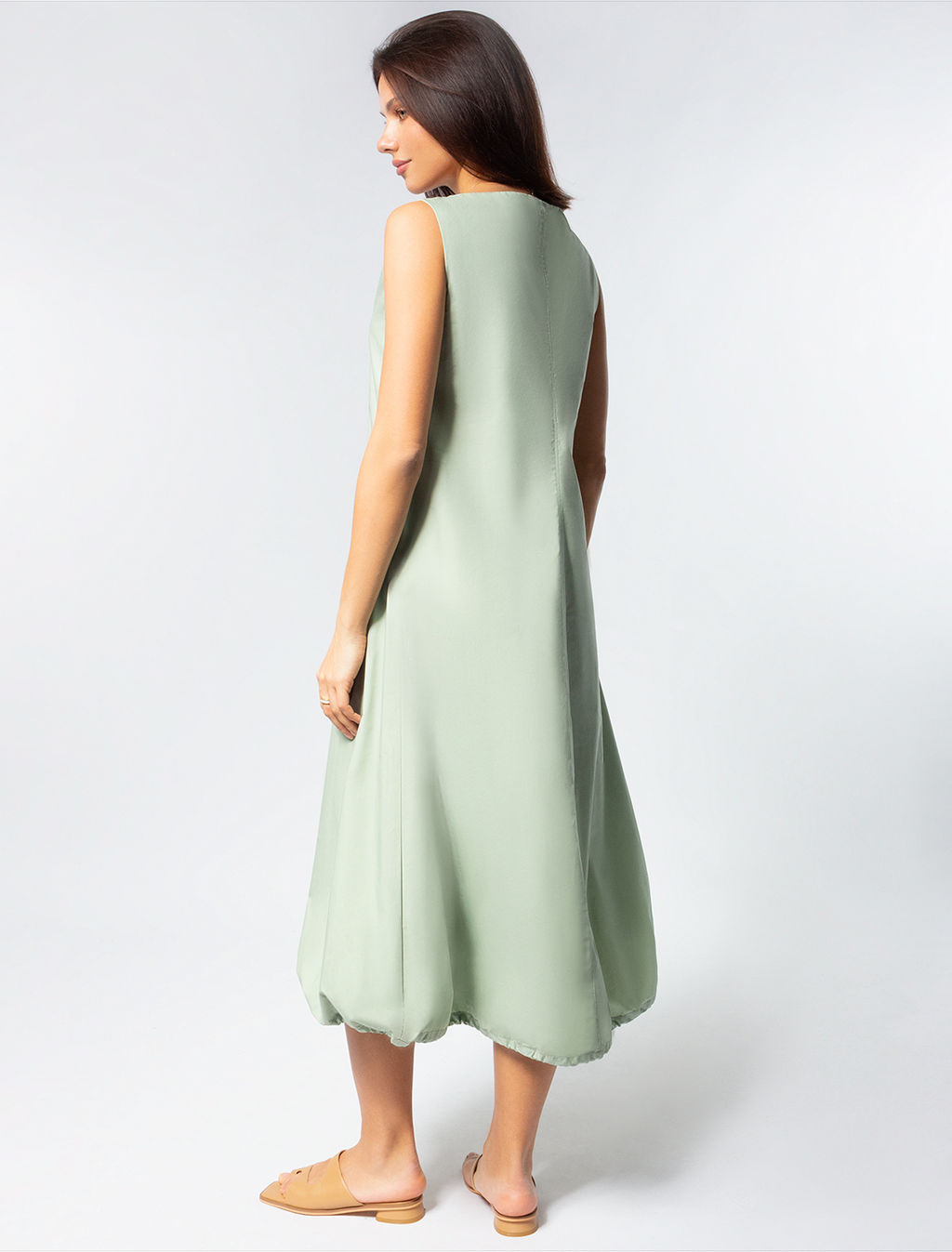 VILATTE / Платье-баллон на кулиске внизу из плотного поплина  фото 3