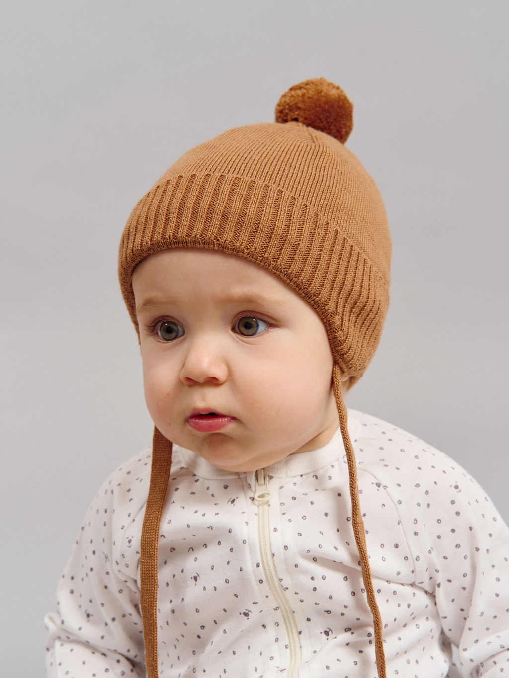 Шапка хлопковая на подкладе Песок 0+ - Bungly фото 2