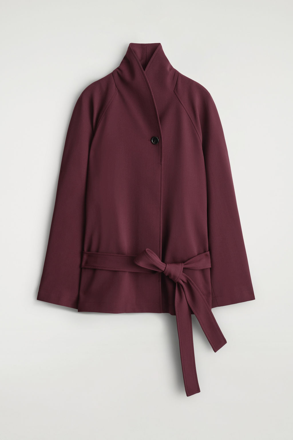 CHAQUETA CON CUELLO CHAL Y CINTUR?N MEZCLA DE LANA