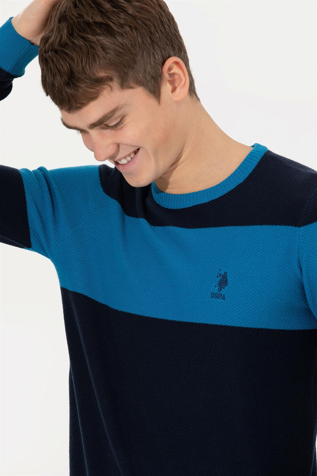 U. S. Polo Assn Мужской темно-синий трикотажный свитер с круглым вырезом - U.s. polo assn фото 8