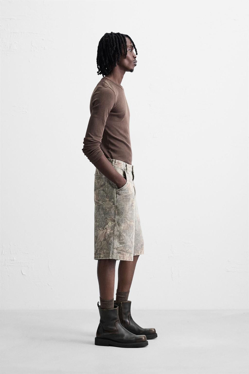 ABSTRACT PRINT RELAXED FIT BERMUDA SHORTS - Zara фото 4