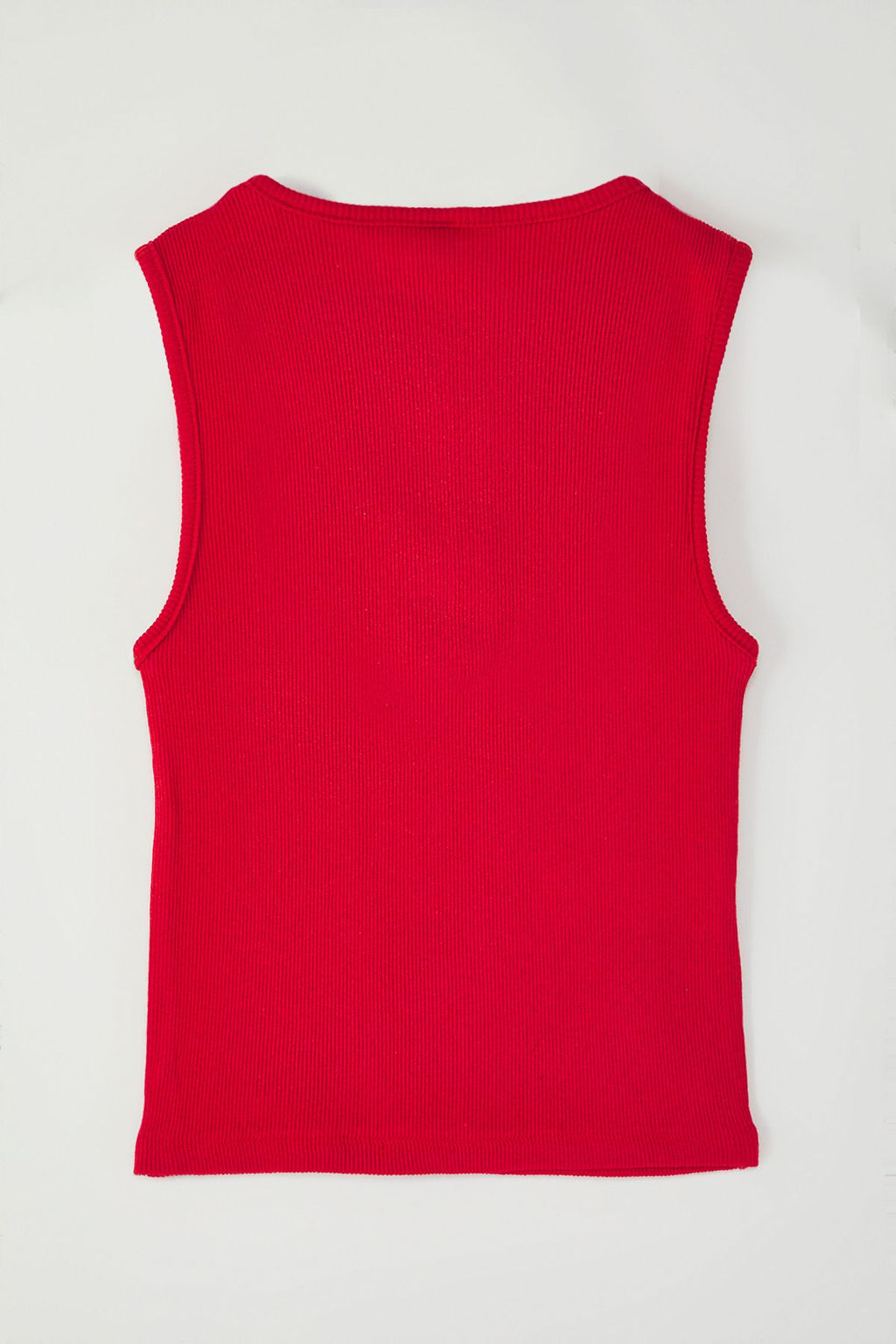 K?rm?z? Dugmeli Havuz Yaka S?f?r Kol Fitilli Esnek Vucuda Oturan Crop Orme Atlet TWOSS25AL00028