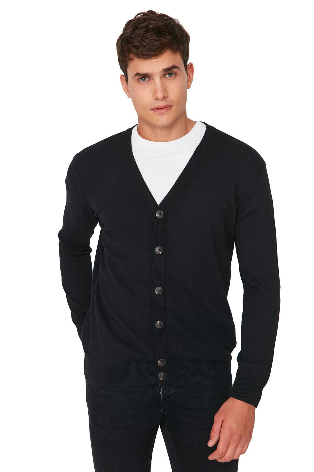 TRENDYOL MAN Vizon Slim Fit Pamuklu V Yaka Dugmeli H?rka TMNAW21HI0274 - Trendyolmilla фото 24