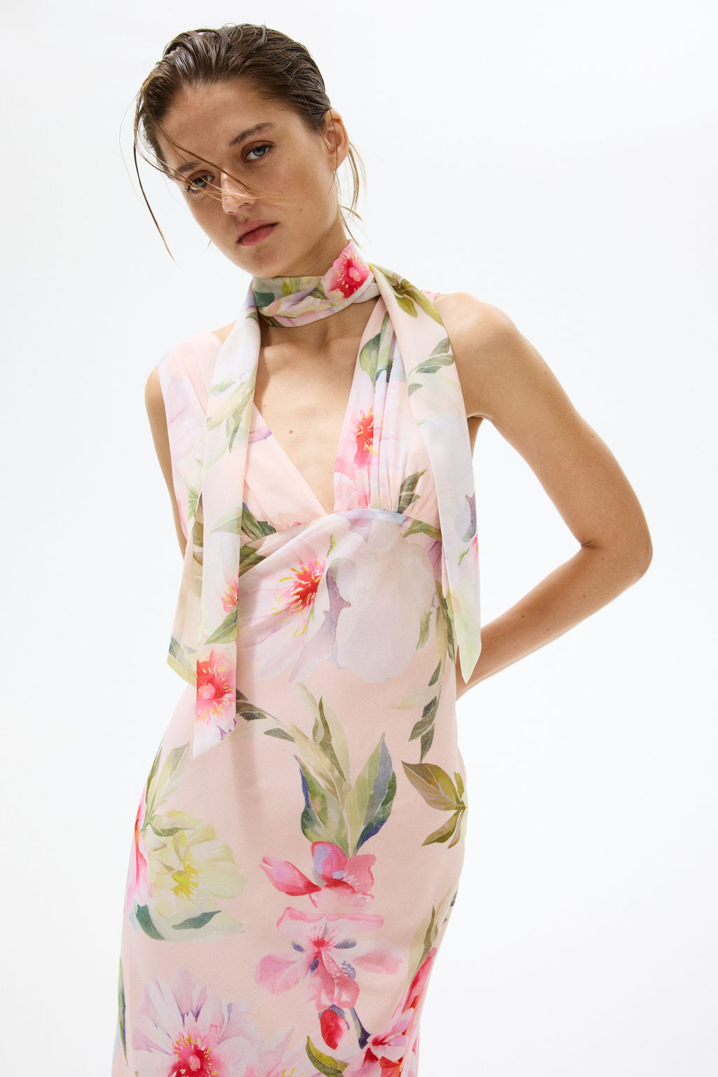 Vestido de gasa con fular decorativo - H&m фото 5