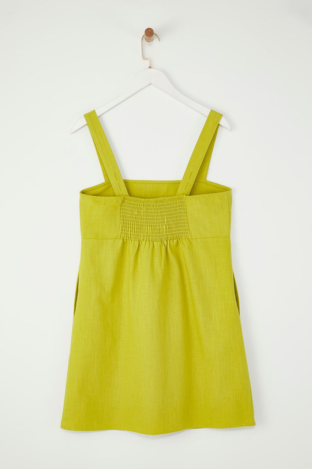 Trendyolmilla Yag Yesili Keten Kar?s?ml? A Kesim Gipeli Ask?lar? Ayarlanabilir Mini Dokuma Elbise TWOSS25EL00648  фото 6