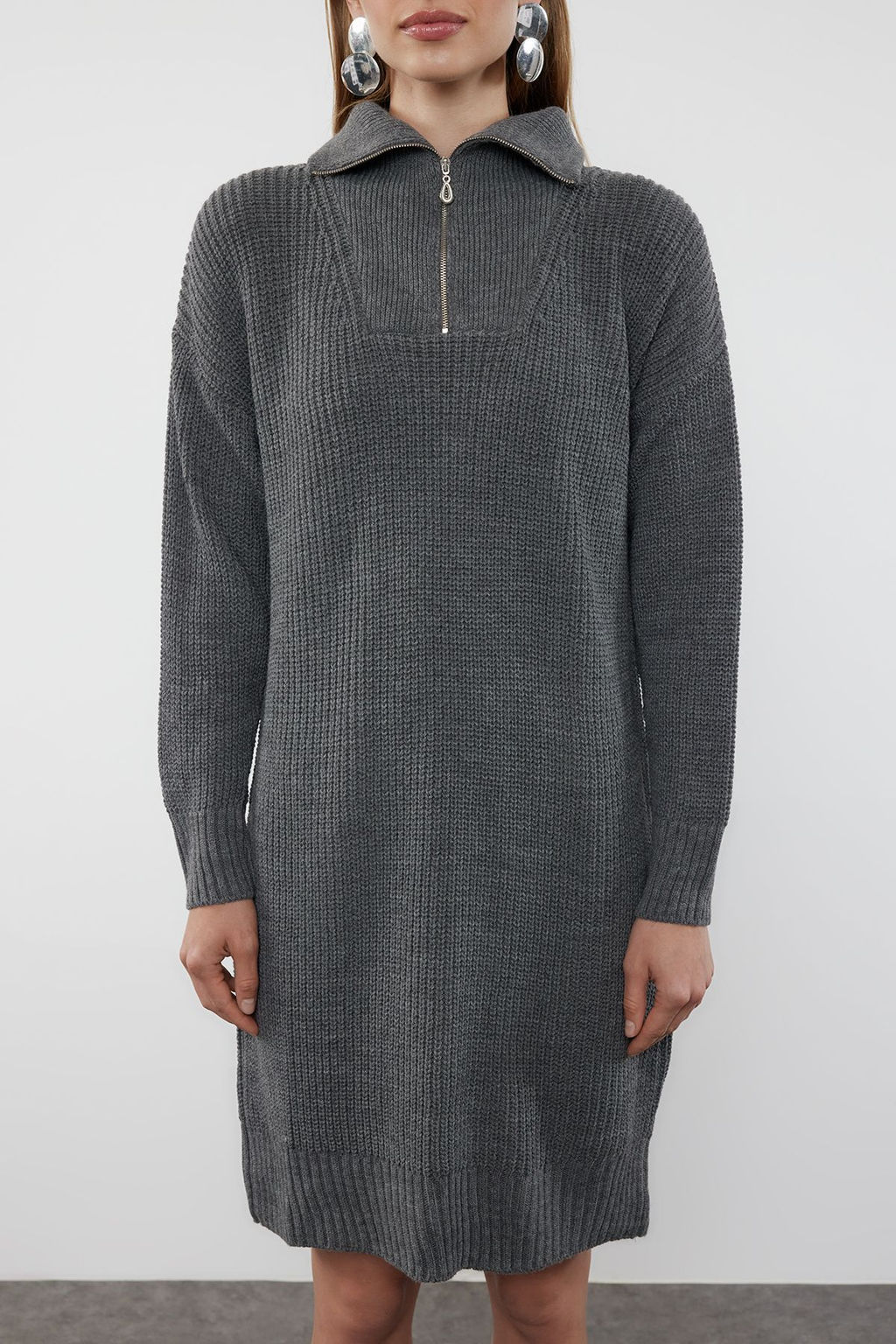 TRENDYOLMILLA Tas Mini Triko Fermuarl? Elbise TWOAW24EL00062  фото 18