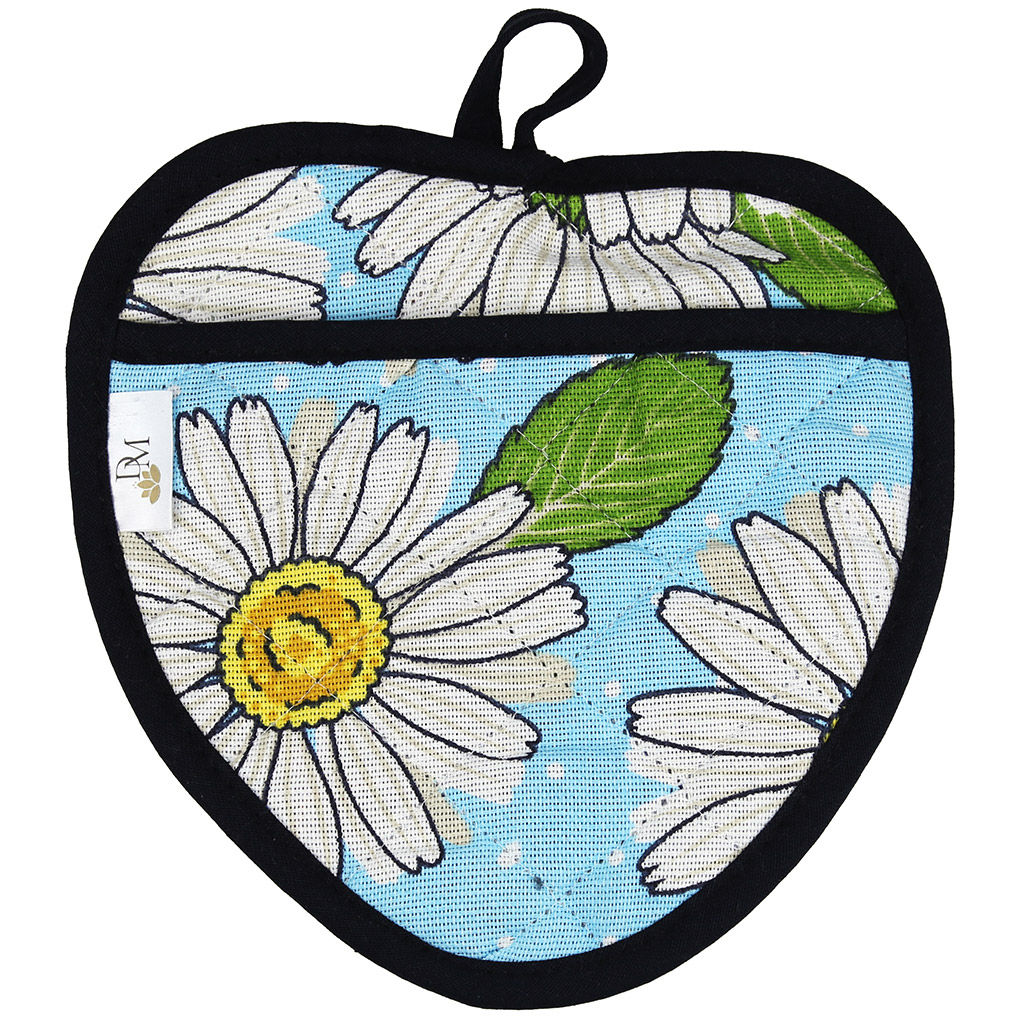 Прихватка с запахом 20х20см Душистая ромашка, вид 4, форма Клубника, рогожка 171г/м2, хлопок 100%, наполнитель - ватин 280г/м2, на пластмассовом подвесе, Домашняя мода (Россия) фото 2