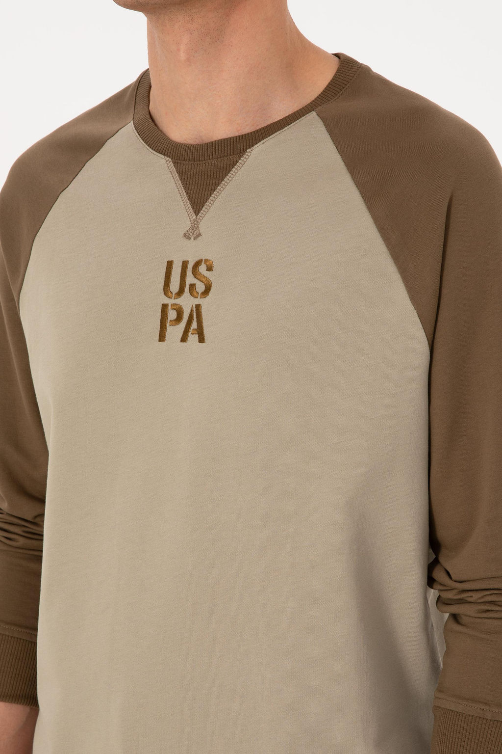 Erkek Bisiklet Yaka Regular Fit Haki Sweatshirt - U.s. polo assn фото 7