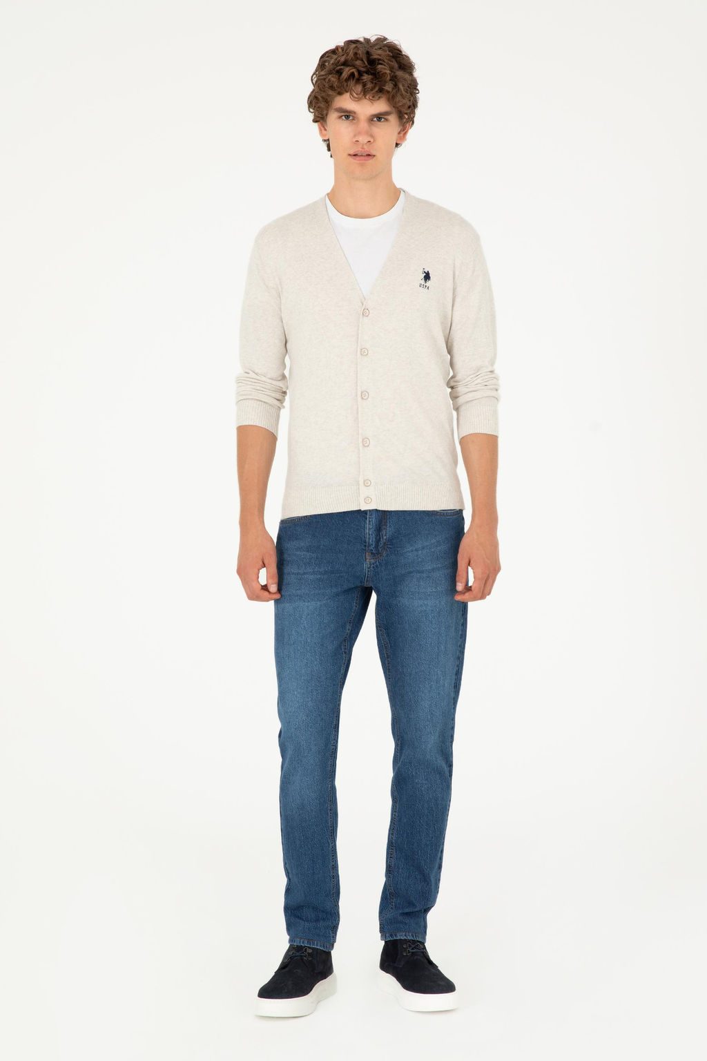 Мужской базовый трикотажный кардиган Stone Melange - U.s. polo assn фото 11